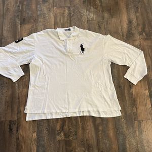 Polo By Ralph Lauren #3 Big Logo White/Blue Polo Shirt Men's Plus 5xl
